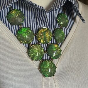 Vintage Chunky Green & Gold Toned Necklace